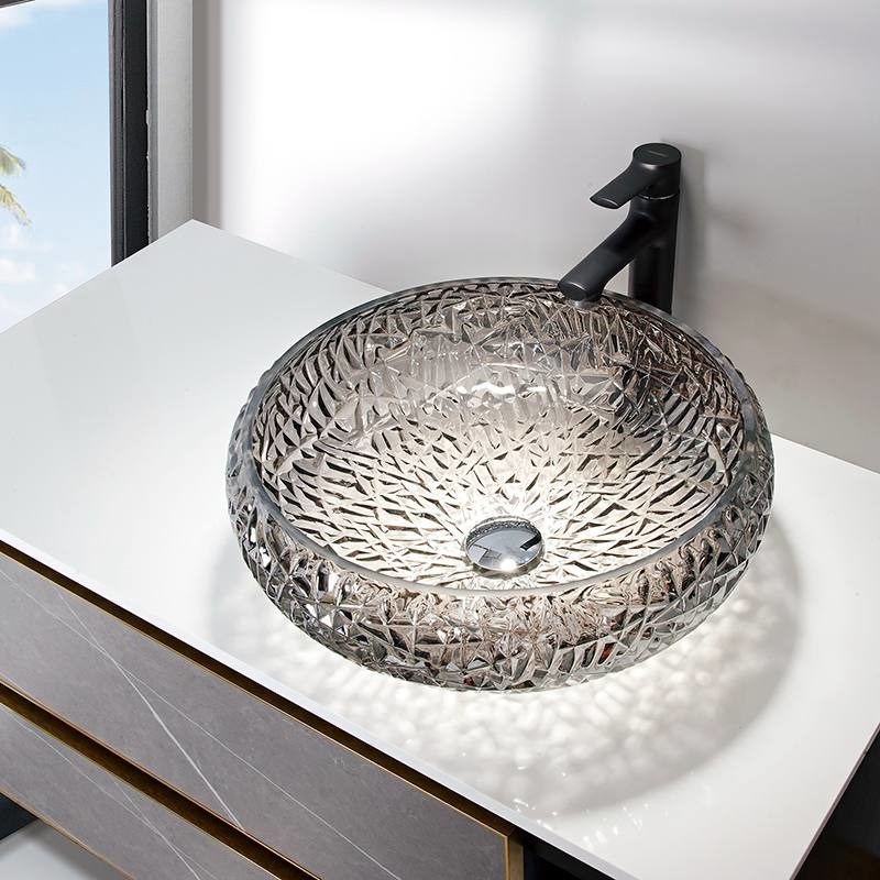 Chromed Decorative Bathroom Sink Bowls Ball Shape Round Silver Glass