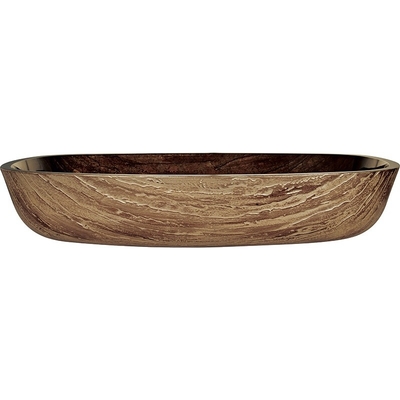 Glass Bathroom Rectangular Vessel Sinks And Hand Drawing Wood Color
