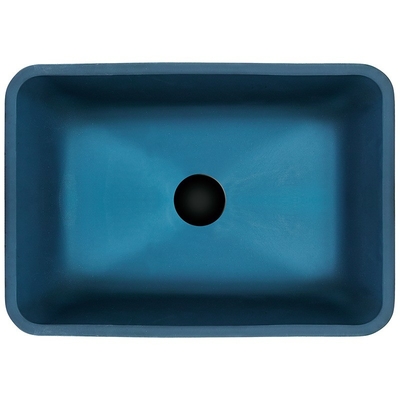 Toughened Blue Glass Bowl Sink Blue Rectangle Above Counter 460mm Length
