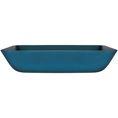 Toughened Blue Glass Bowl Sink Blue Rectangle Above Counter 460mm Length