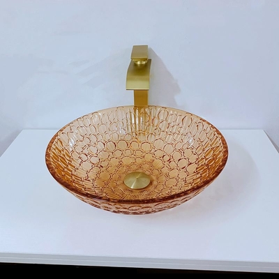 Custom Glass Shallow Round Vessel Sink Large Modern Round Crystal