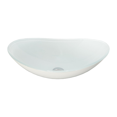 Boat Shaped Tempered Glass Sink High Glossy White Wash Basin Scratch Resistant