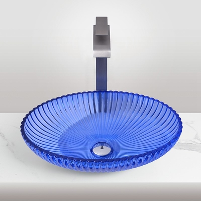 Fashionable Glass Wash Basin With 1 Hole 12mm Thick Transparent Painted Colors Bathroom Sinks