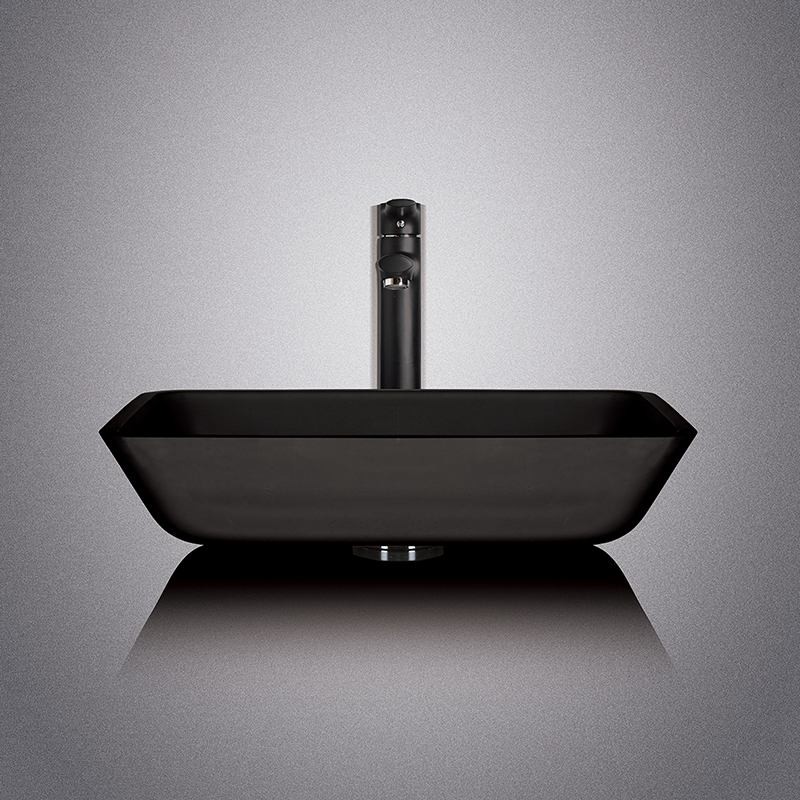 Acid Matt Tempered Glass Sink Dark Grey 20inch Black Counter Top Basin ...