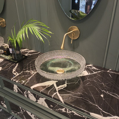 12mm Thick Round Glass Vessel Basins No Overflow Round 12mm Thickness