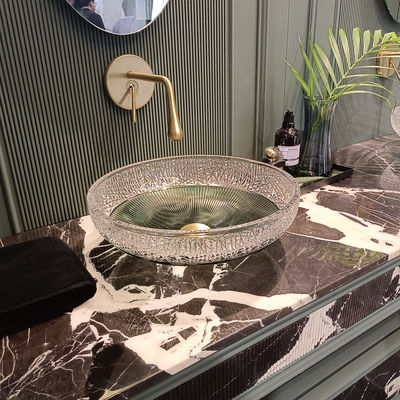 Stylish Round Countertop Bathroom Sinks With 1.77 Inch Drain Size