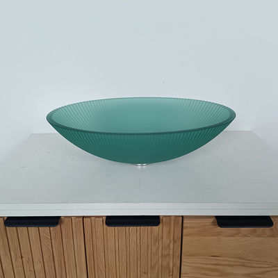 High Durability Glass Top Wash Basin With Center Drain Position