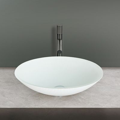 45mm Drain Hole Tempered Glass Sink Oval Shape For Sophisticated Bathrooms